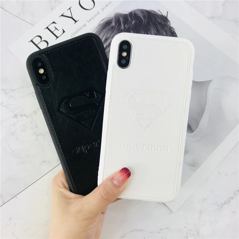 Чехлы для iPhone 6 S из искусственной кожи Супермен черный белый чехол телефона Plus