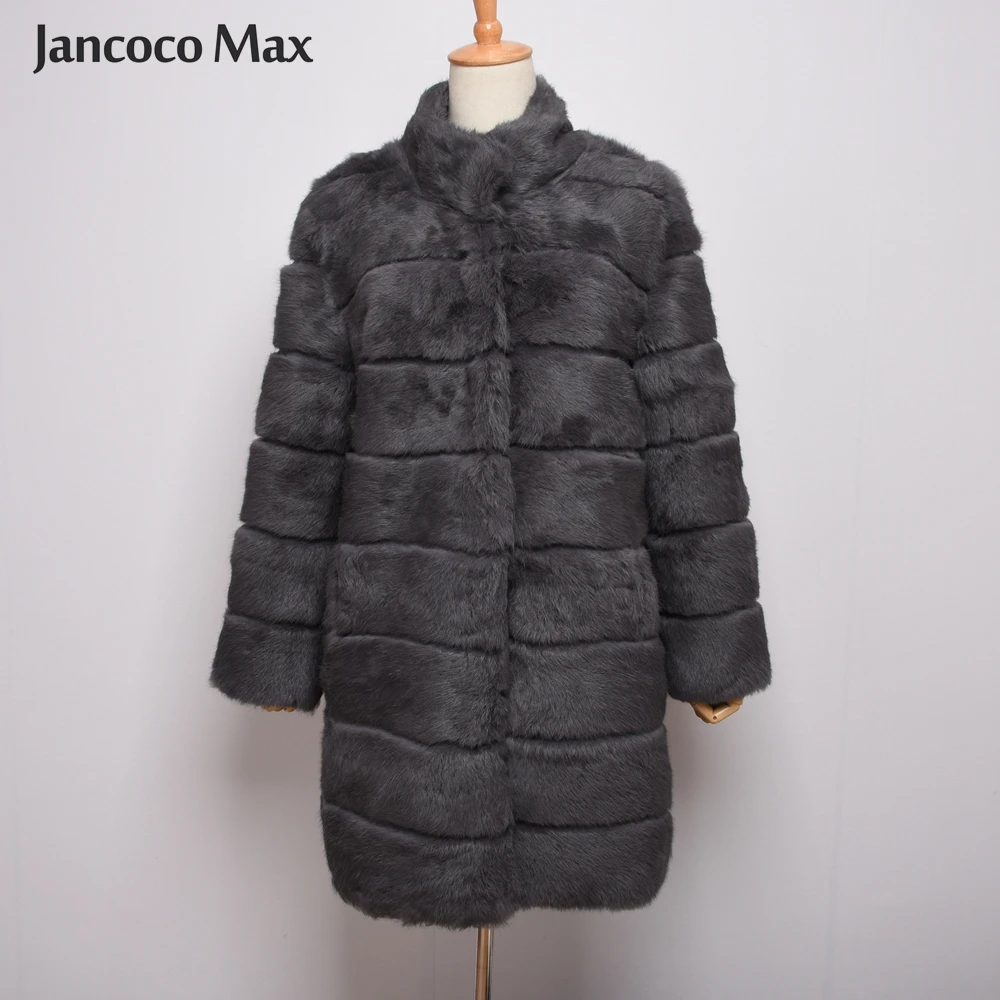 Jancoco Max новая зимняя куртка из натурального кроличьего меха теплая мягкая длинная шуба женское рождественское платье S1675
