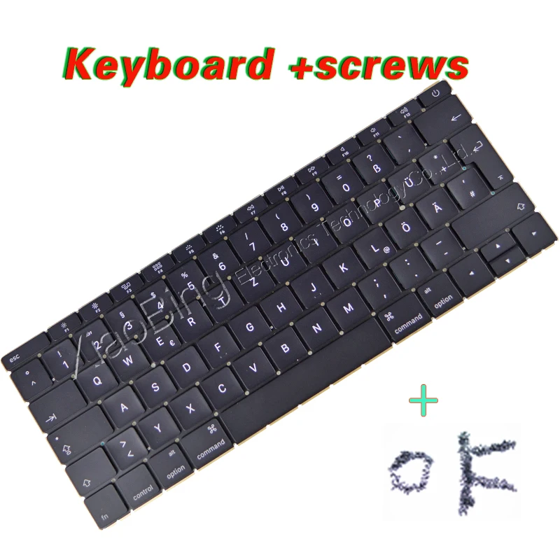 Новый ноутбук A1534 немецкая клавиатура GR подсветка с подсветкой + винты для Macbook 12
