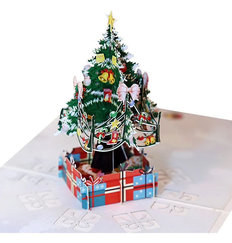 OLOEY Christmas Tree and Decoration 3D Pop Up Card Folding Handmade Gift card Greeting Postcard New Year Creative | Дом и сад