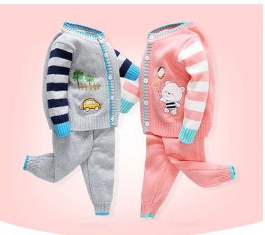 Вязаный осенний свитер для маленьких мальчиков и девочек детская трикотажная