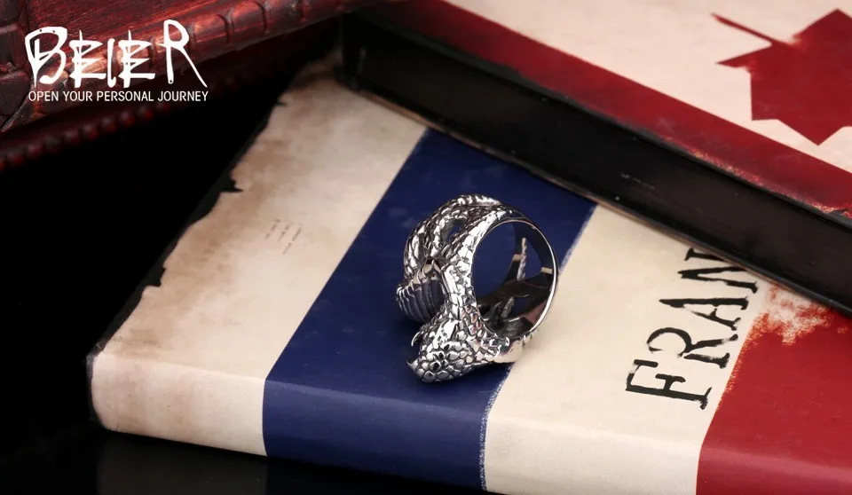 BEIER Cool Cobra Snake For Man 316L Stainless Steel Men's Unique Punk Ring Factory Wholesale Price Animal Jewerly BR8-086