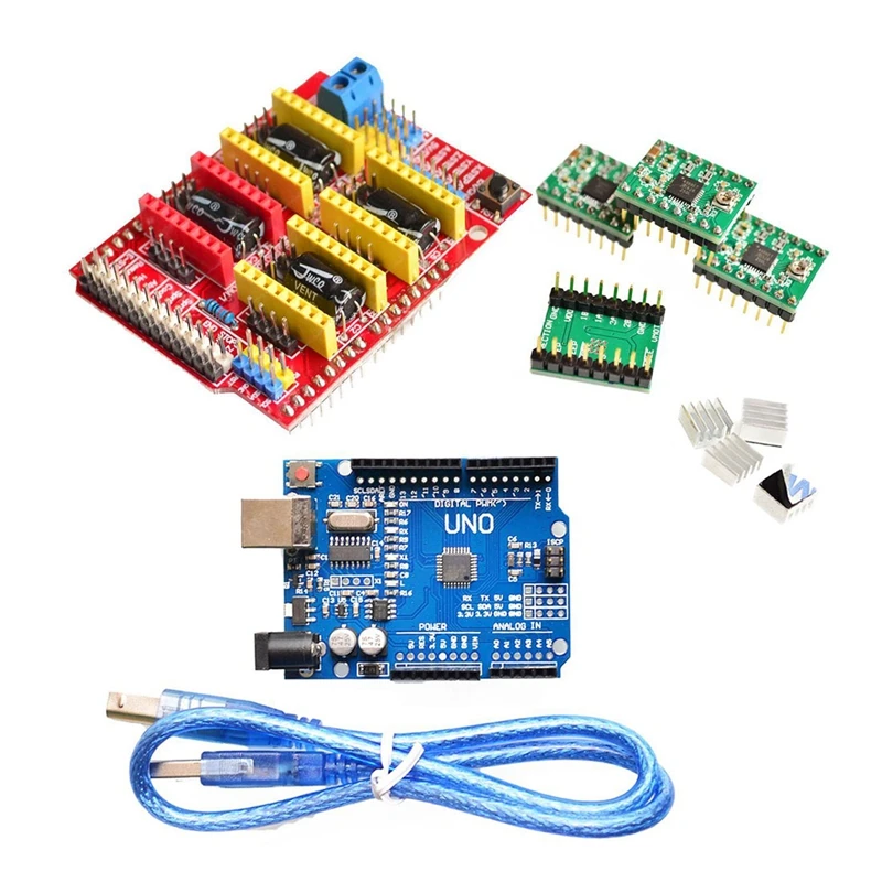 Cnc щит v3 гравировальный станок 3D принтер + 4 x A4988 Плата расширения привода USB кабель