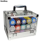 Наборы фишек для покера, металлические монеты с акриловой коробкой и подносом, для казино, Техасский Холдем, баккара, черный Джек, доллар, 600 шт.1000 шт.