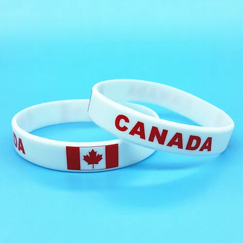 Canada 2 шт. флаги мира Логотип Браслет Открытый спортивный силиконовый наручный браслет для мужчин и женщин эластичный резиновый браслет браслеты Чирлидер подарки - Окраска металла: Canada