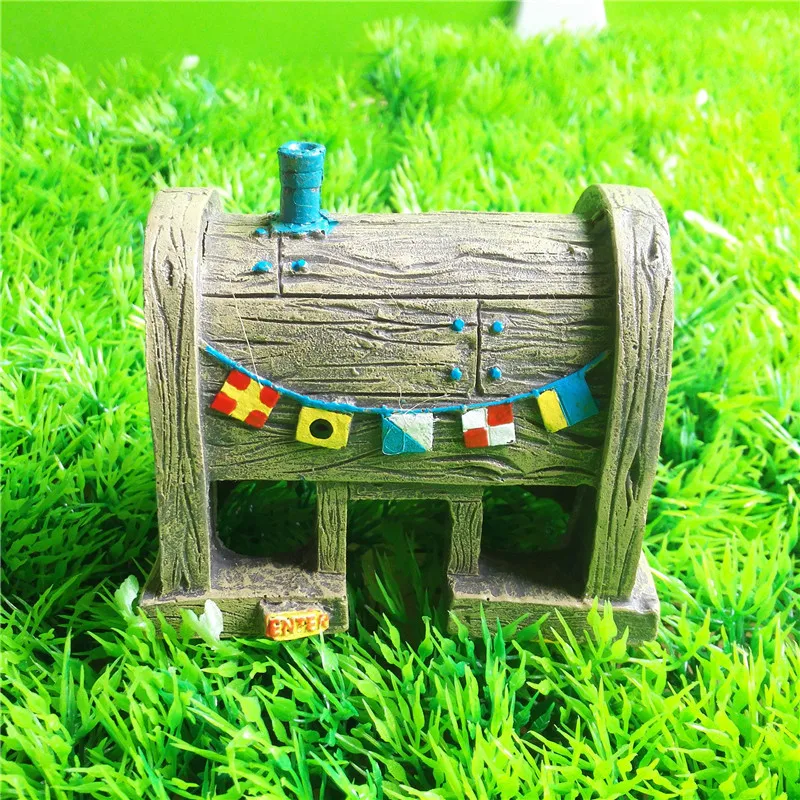 Аквариум для рыбок смолы мультипликацией крыша дома украшение сундук дом