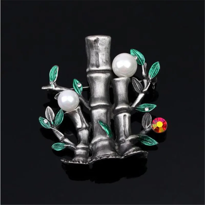 Fashion Vintage Brooch Pin Jewelry 2019 Pearl Pins and Brooches for Women Retro Bamboo Metal Badge Clothes | Украшения и