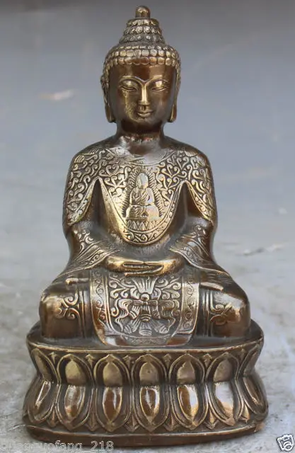 

18 CM Chinese Tibet Buddhism Bronze Shakyamuni Sakyamuni Amitabha Buddha Statue