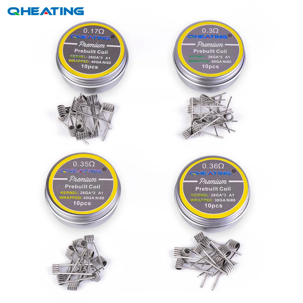 Новый Qheating 10 шт./лот готовые катушки высокой плотности Ni80 Плавленая катушка Clapton