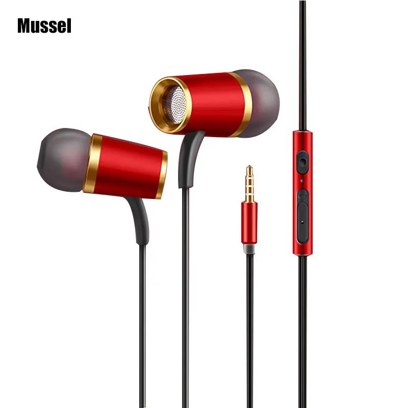 Мидии HD Hi-Fi Special Edition Позолоченные Корпус музыку гарнитура бас провода