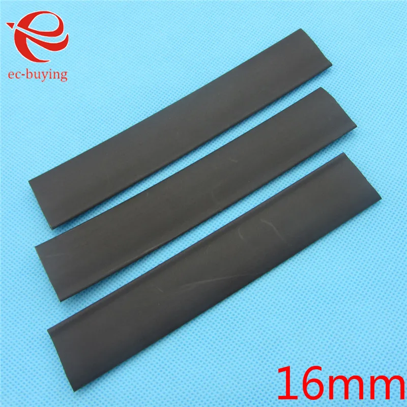 Термоусадочная трубка 1 м черная термоусадочная с внутренним диаметром 16 мм