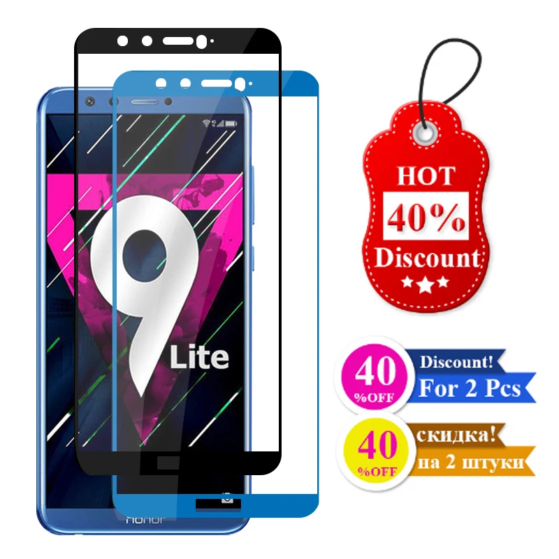 Полное покрытие Защитное стекло для huawei honor 9 lite защита экрана light lite9 huaweii honer tremp