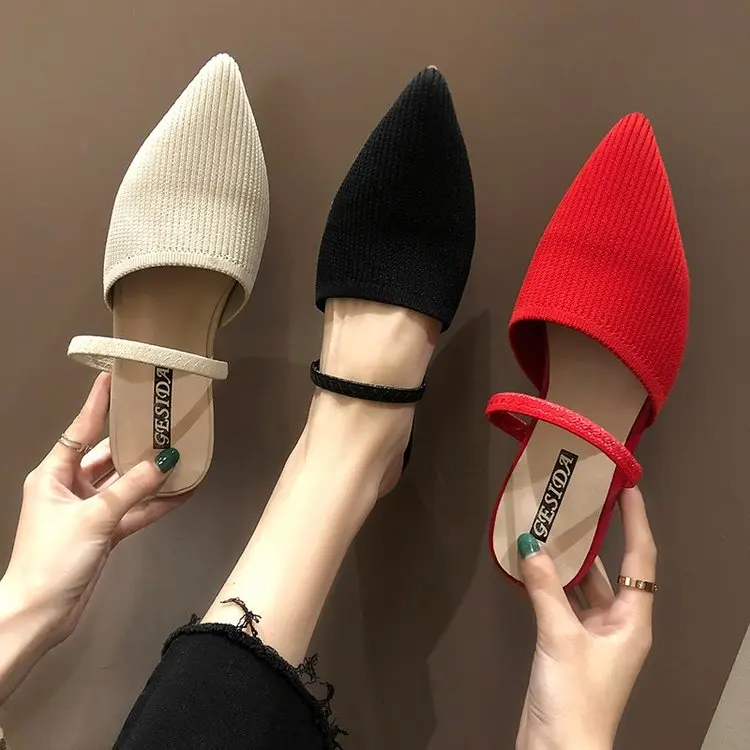 Вязаные эластичные домашние тапочки на низком каблуке 2 5 см женские обувь для