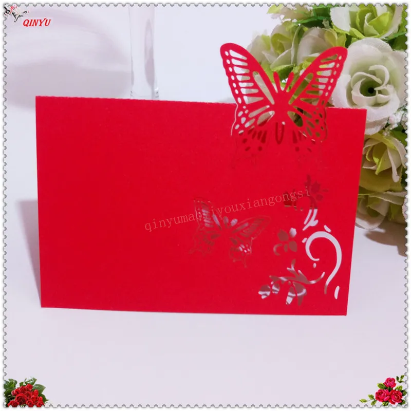 100 шт. бабочка винтажный день рождения имя стола Место открытки-приглашения на