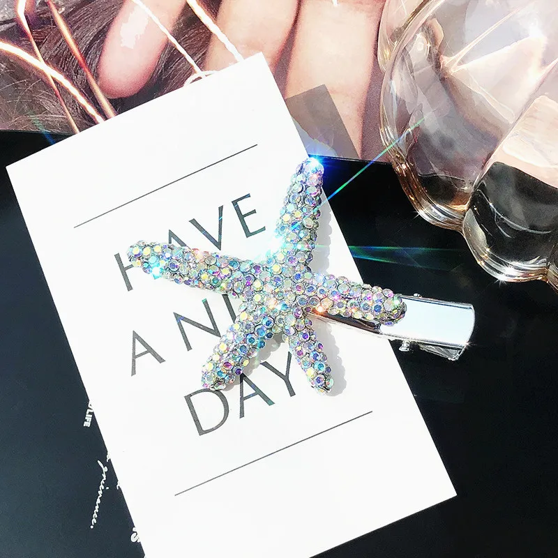 Женские заколки для волос стразы в виде морской звезды корейский стиль