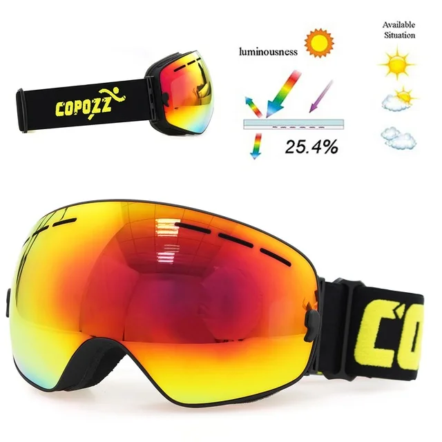 Red black COPOZZ, брендовые лыжные очки, двухслойные, UV400, анти-туман, большая Лыжная маска, очки для катания на лыжах, для мужчин и женщин, очки для сноуборда, GOG-201 Pro - Цвет: Red black
