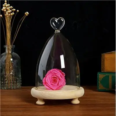 1set heart dome Диаметр = 10 см стеклянная купольная ваза с деревянной основой для украшения дома различные верхние стеклянные купольные друзья Подарочное свадебное украшение - Цвет: 1set heart dome