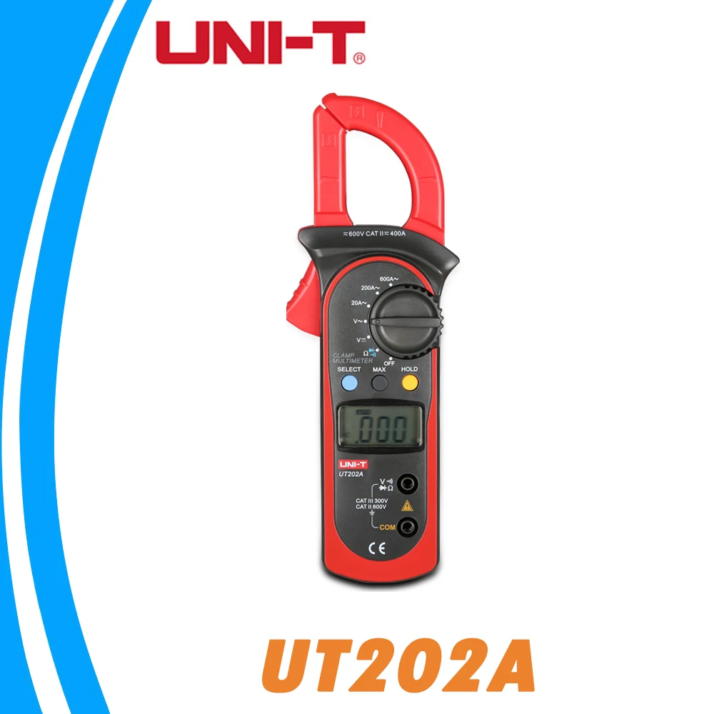 UNI T UT202A 400 600A цифровой клещи 600 в вольтметр 2000 отсчетов ручной диапазон