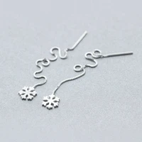 daisies snowflake ear line pure 925 sterling silver jewelry fashion hypoallergenic dangle earrings for women christmas gift