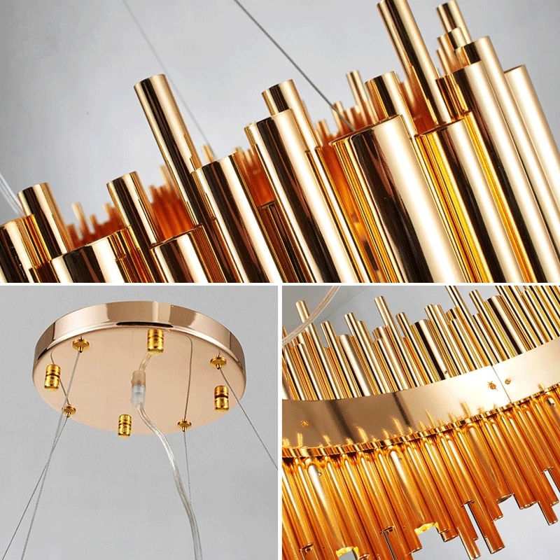 Пост современный Дизайн золото Алюминий трубки Люстры Италия люстра Освещение