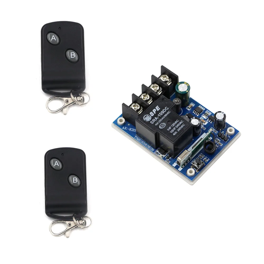 New 2Keys DC12V 24V 36V 48V 1CH RF Wireless Remote Control Switch System Receiver &amp 2 Transmitter 315Mhz /433Mhz Learning Code |
