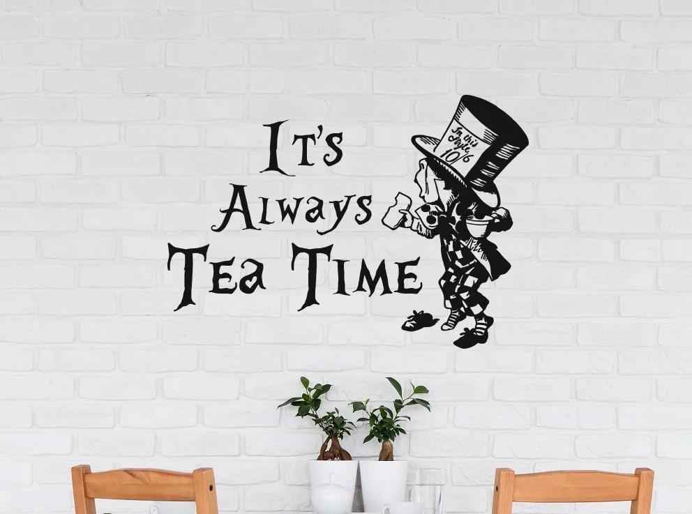 Съемная кухонная Настенная Наклейка It Always Tea Time для столовой ресторана домашнее