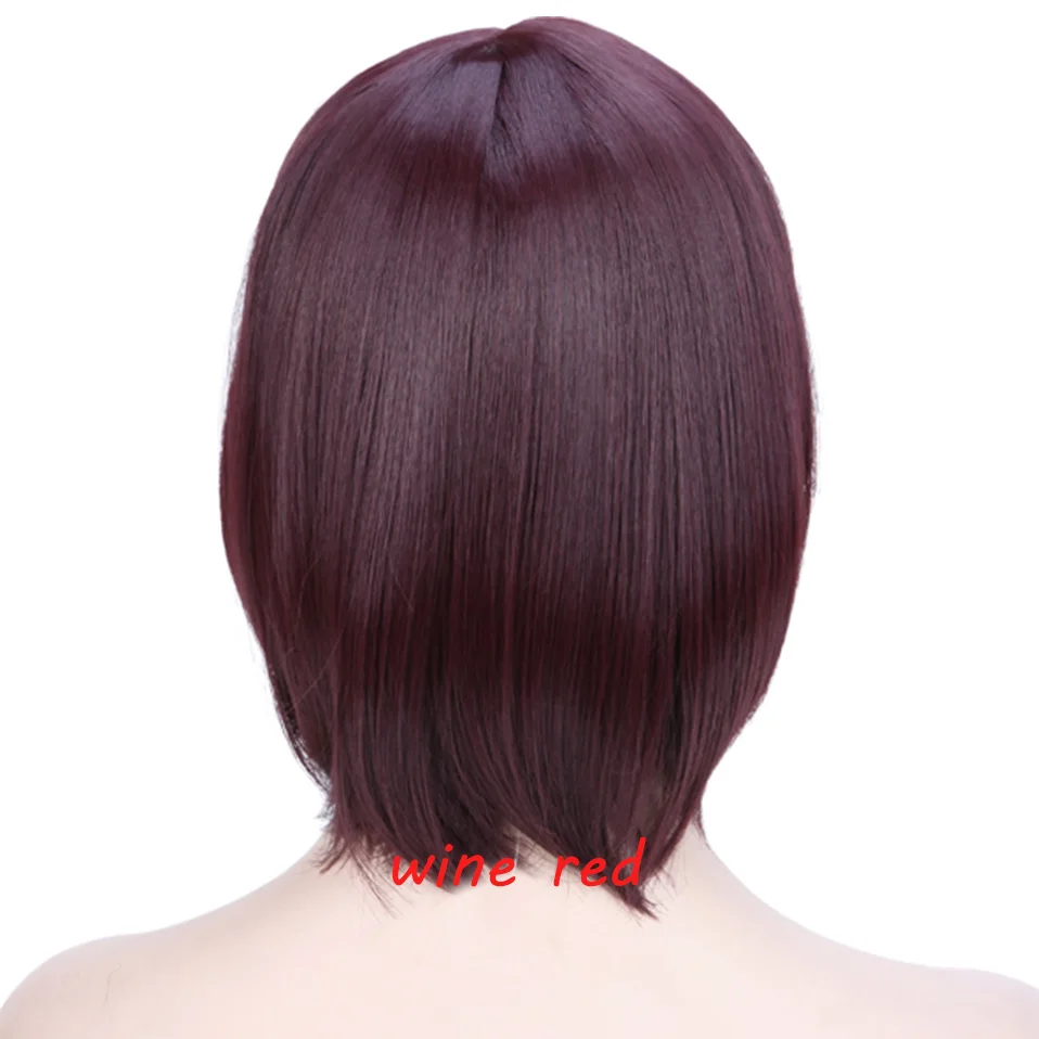 # 99J S-noilite короткие прямые волосы парик черный коричневый красный для женщин синтетические головы парики с плоской челкой термостойкие - Цвет: # 99J
