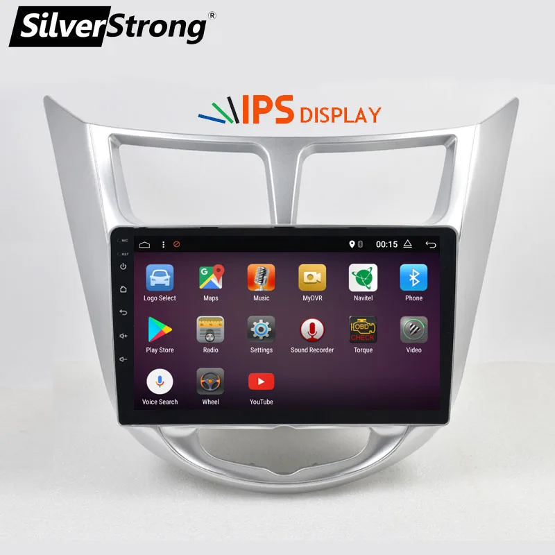 SilverStrong автомобильный DVD gps для Hyundai Verna Solaris 4 Core 9 &quotAndroid8.0 головное устройство 1024*600