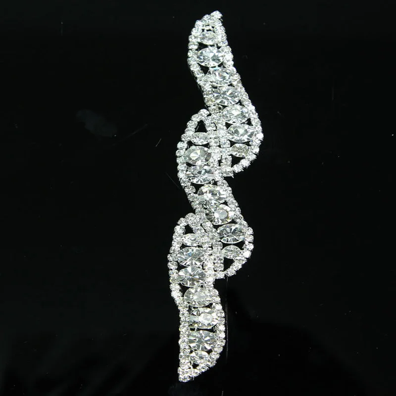 1 шт. сверкающие три листа серебряные Хрустальные стеклянные стразы шитье на