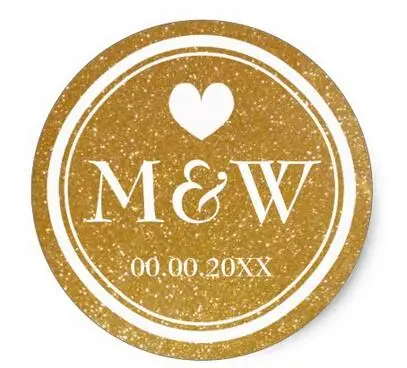 

1.5inch Sparkly gold monogram wedding favor stickers seals