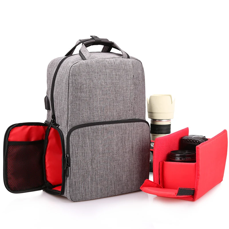 Waterproof Digital DSLR Photo Padded Backpack Rain Cover Laptop Multi-functional Camera USB Charging For Canon Nikon | Электроника