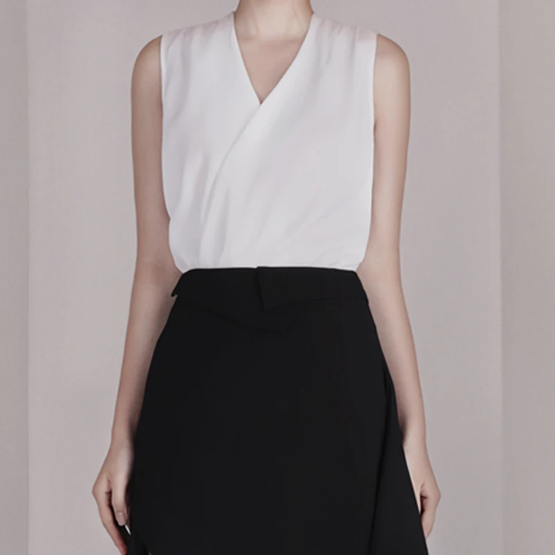 Женский комплект из двух предметов Max Spri Белый Топ без рукавов с v-образным