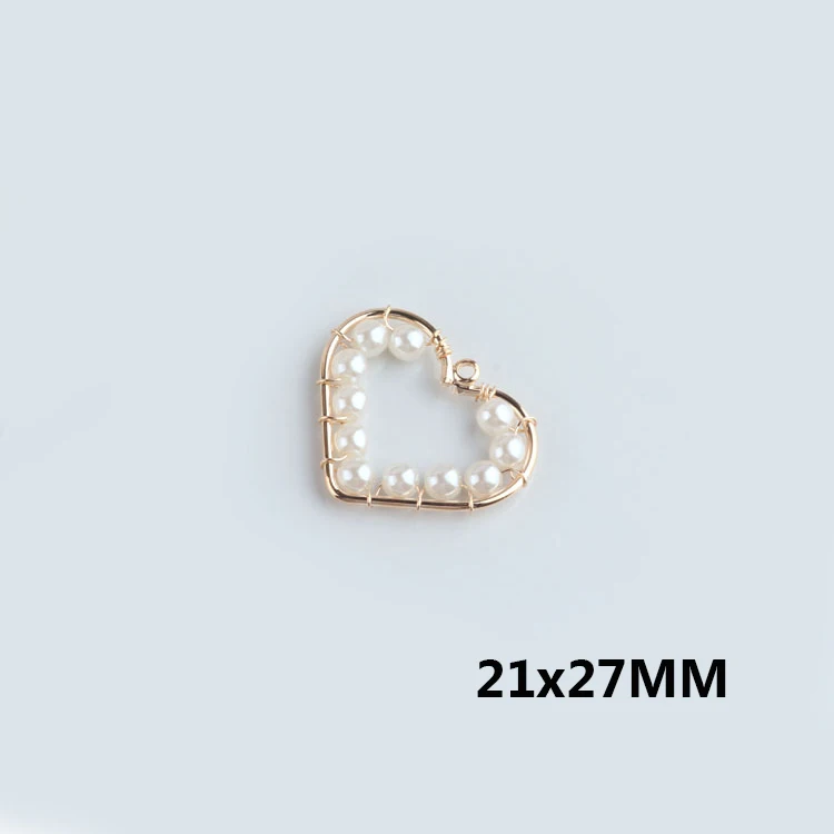 4 шт 24K позолоченные с жемчугом круглые подвески в форме сердца для изготовления ювелирных изделий Аксессуары - Окраска металла: Style 4