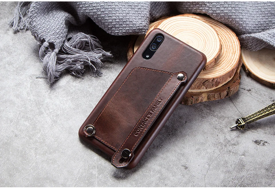 Для huawei P20 тактильный Элегантный чехол из натуральной кожи с бумажник с ручным ремнем Чехол для huawei P20 задняя защитная крышка Coque