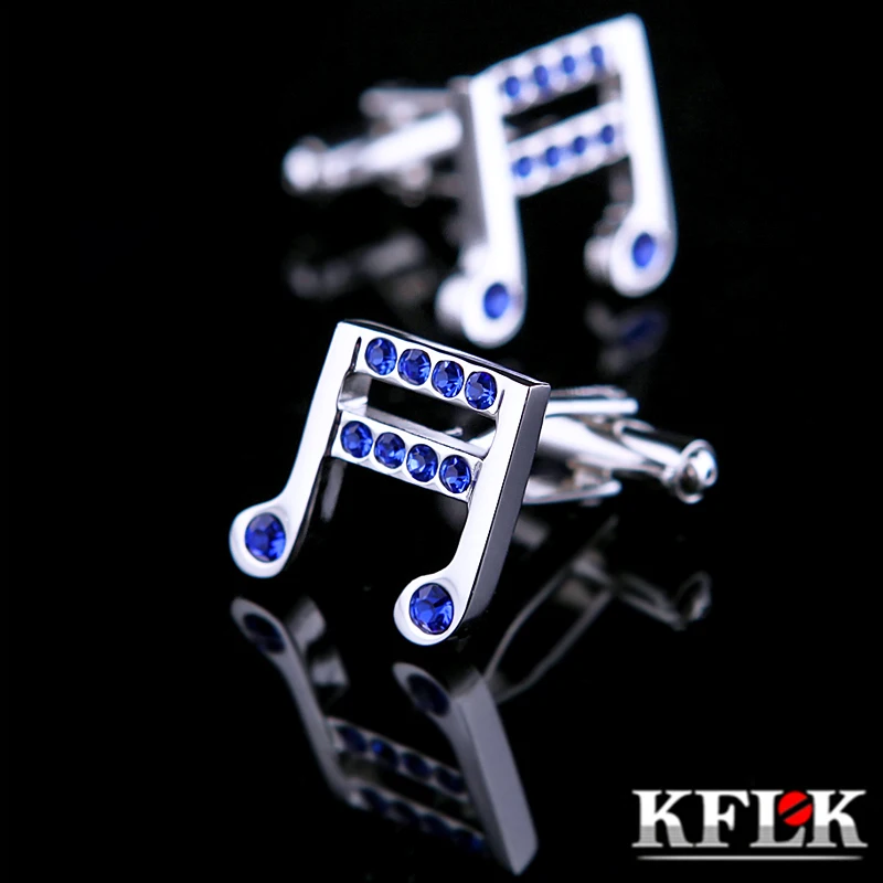

KFLK Jewelry French shirt Fashion cufflink for mens Brand Blue Crystal Cuff link Wholesale Button High Quality guests