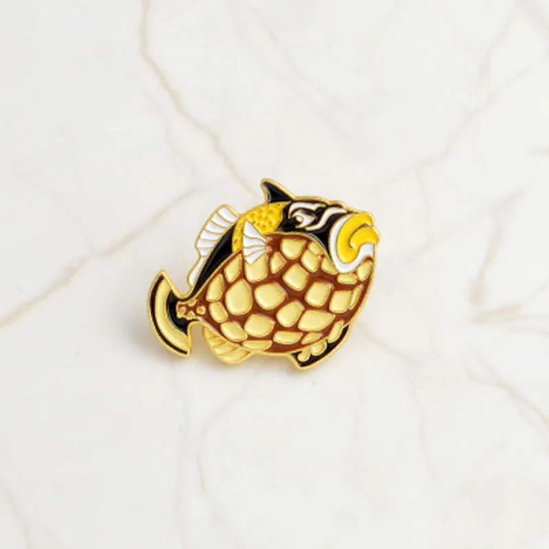 DoreenBeads мультфильм брошь с рыбой КИТ Акула фугу рыба Осьминог Дельфин булавки нашивка для куртки пальто рюкзак аксессуары 1 шт - Цвет: A