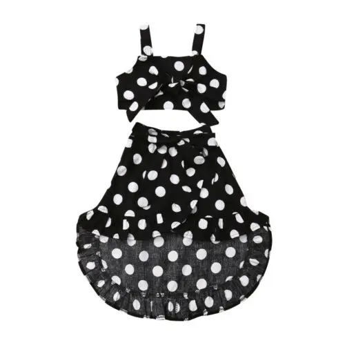 

Одежда для маленьких девочек, 2 шт., юбка в горошек и топы без рукавов