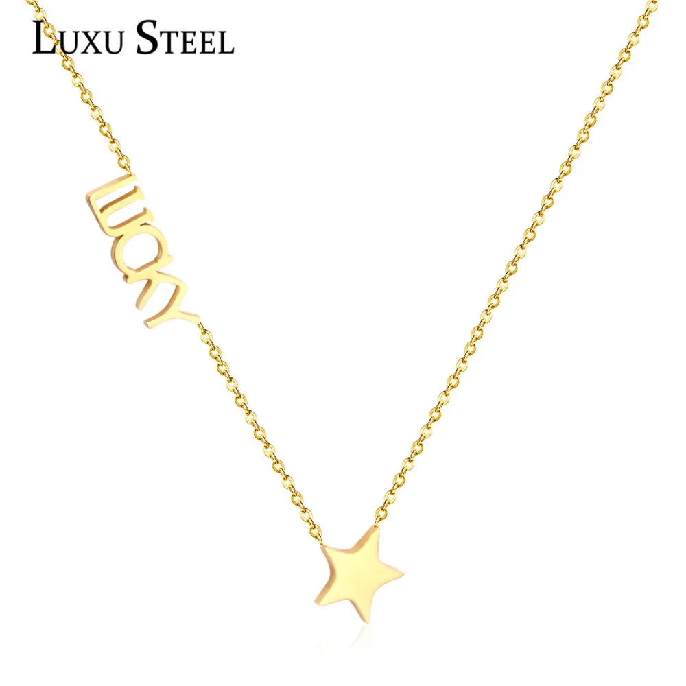 Женское Ожерелье с буквами Lucky золотистого цвета колье из нержавеющей