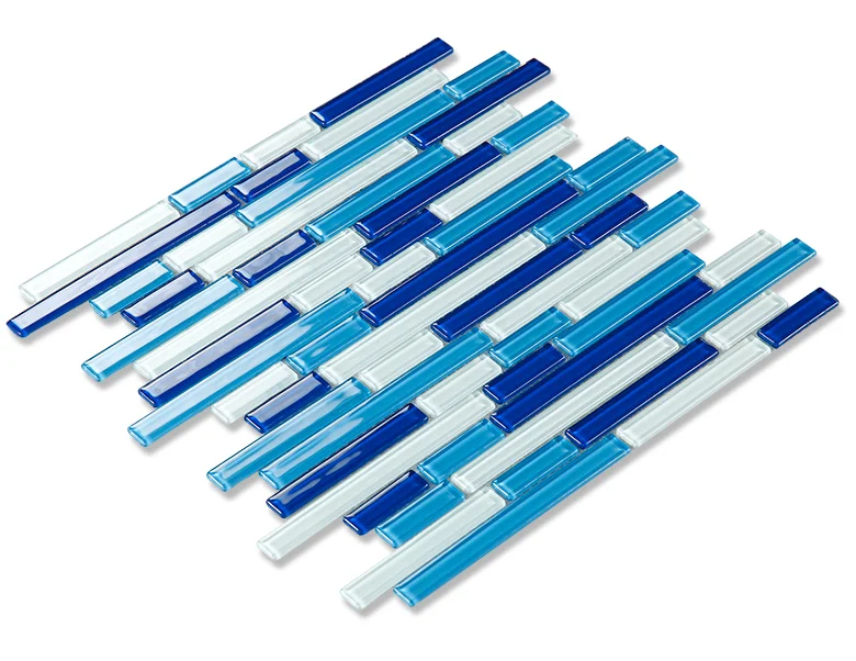 Полосатая Мозаика из голубого хрусталя плитка для украшения бассейна кухня