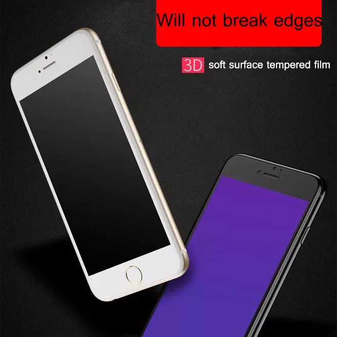 3D защита экрана с изогнутыми краями для iPhone 6 7 6S 8 Plus закаленное стекло 6s