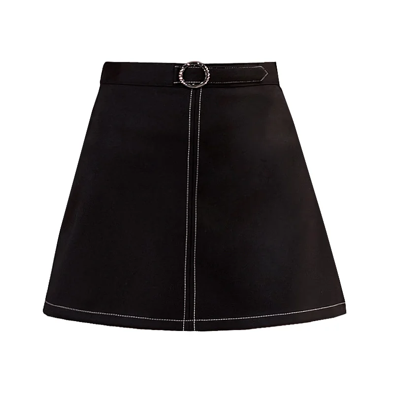 Женская мини-юбка с завышенной талией Повседневная облегающая юбка кольцом и