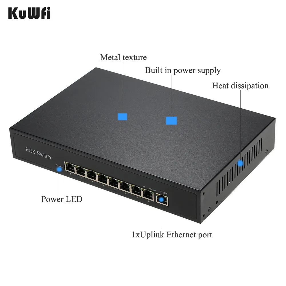9 Порты 100 Мбит/с PoE выключатель инъектор Мощность 15 4 W / 30W over Ethernet IEEE 802.3af для камер