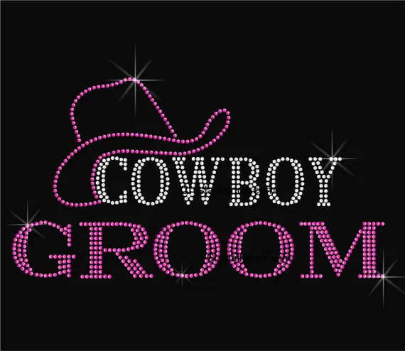 

2pc/lot bling "Cowboy Groom'' Heat Transfer designs iron on transfer hot fix rhinestone motif rhinestones fix