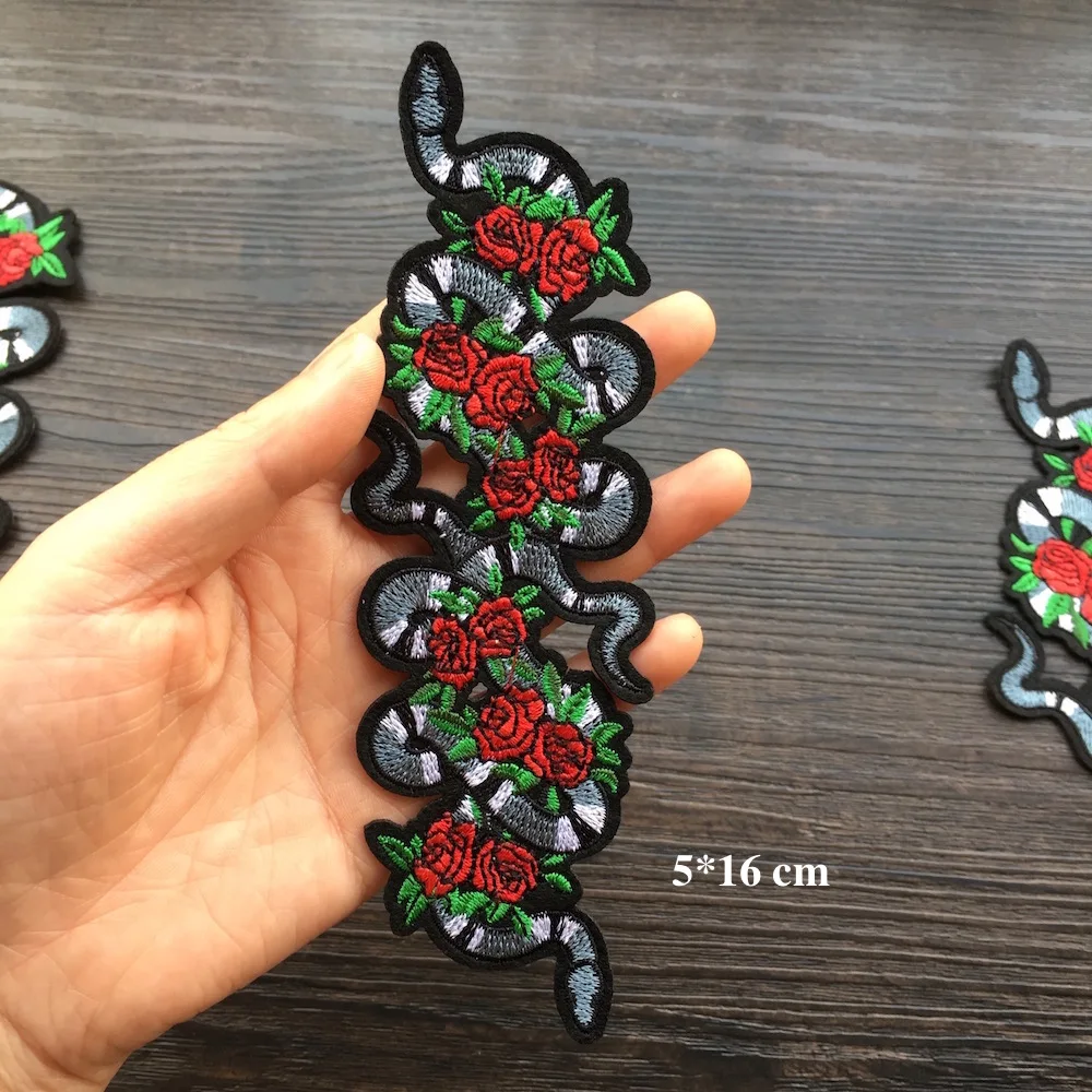1 шт. модные крутые Цветочные змеиные нашивки с утюгом аппликация для одежды L M S