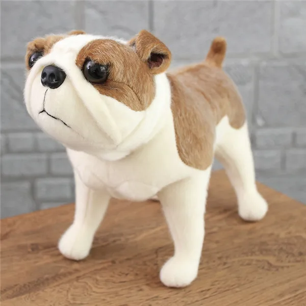 British Bulldog Моделирование плюшевой собаки пуделя Чихуахуа померанского Лабрадора Шарпей настоящая жизнь плюшевые игрушки, suffed кукла детские рождественские подарки - Цвет: British Bulldog