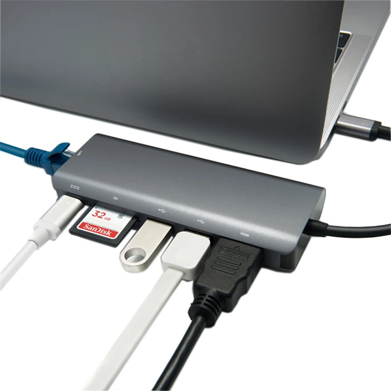 Адаптер USB C к Ethernet с разъемом HDMI 3 0 6 портов RJ45 Lan Сетевой адаптер для Macbook PD|usb c to