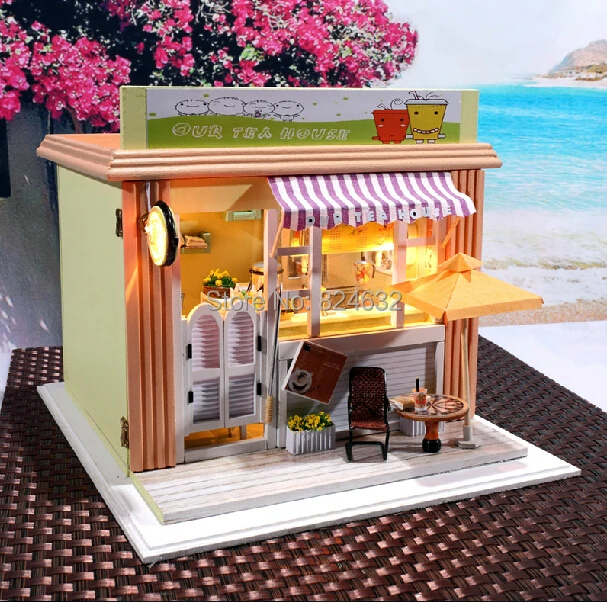 Новое поступление ручной работы DIY игрушка домик чайные магазины/кофейная модель
