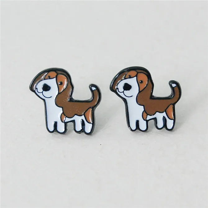 see chart 1 шт. Kawaii Dogs Huskie Мода Аниме Сережка с героями мультфильмов милые серьги-гвоздики с животными для женщин девочек Дети Ювелирные изделия Рождество подарок - Окраска металла: see chart