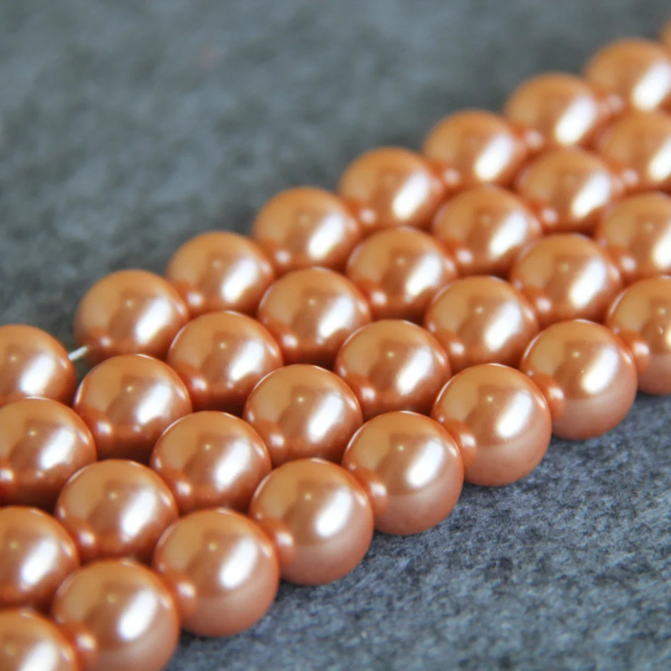 

12mm orange Shell glass beads DIY women loose beads Jewelry making design gift 15inch 2pc/lot Wholesale and retail