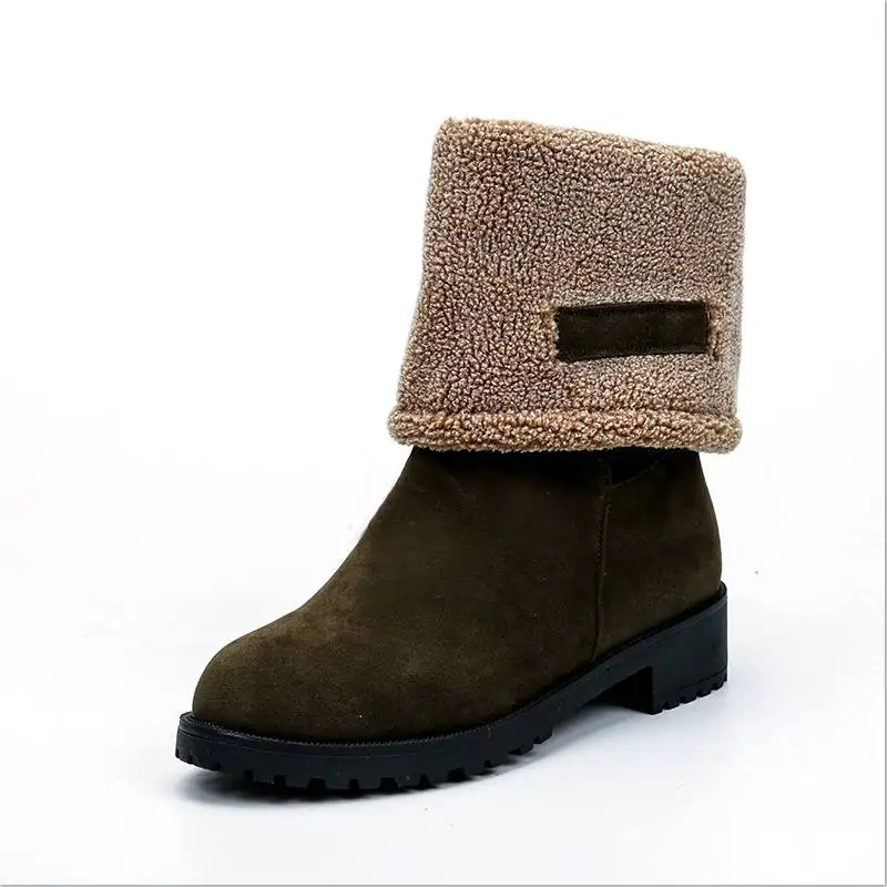Women Snow Boots Thick Bottom Platform Waterproof Ankle Boots For Women Thick Warm fur Winter Warm Boots m494 - Цвет: Армейский зеленый